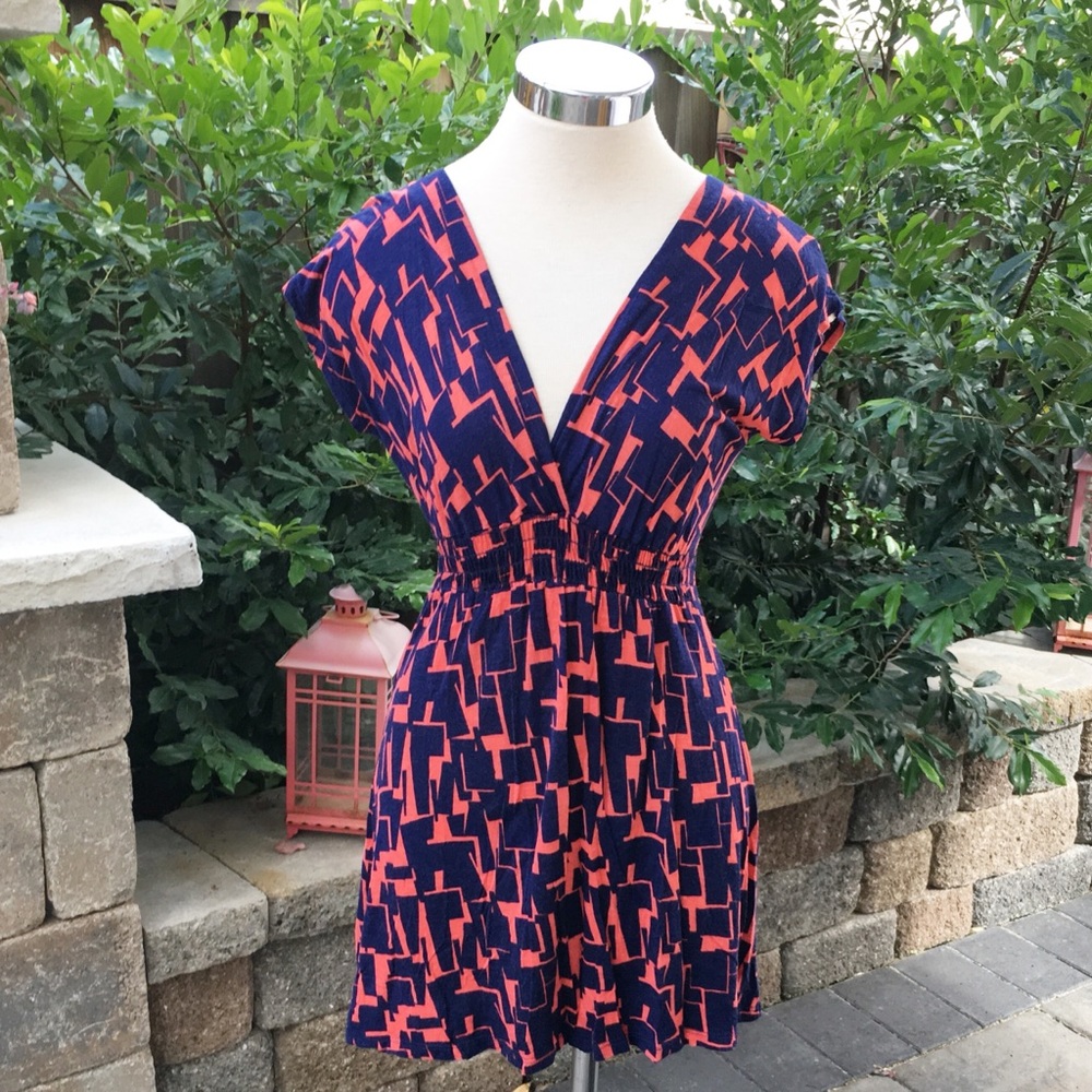 Paisley & Ivy Mini Blue Orange Sleeve Dress